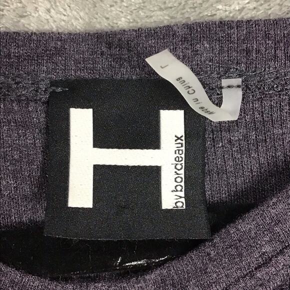 H by Bordeaux Womens Large Gray Ribbed Knit Scoop Neck Short Sleeve T-Shirt Top - Picture 9 of 13